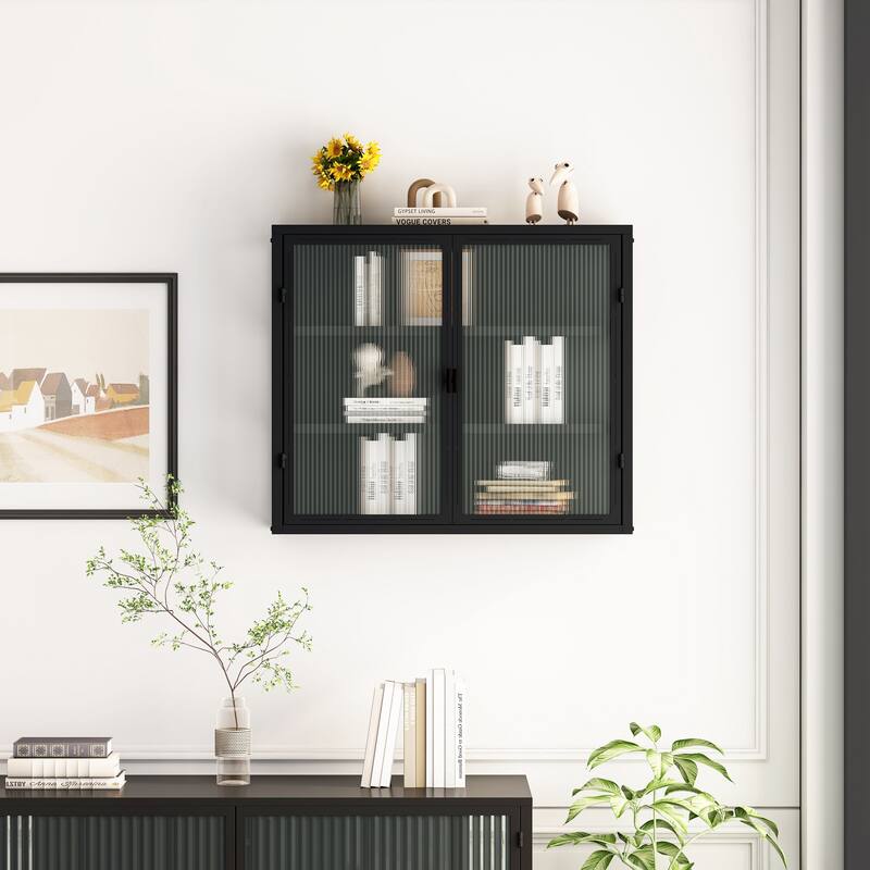 27.56"Glass Doors Modern Twodoor Wall with Featuring Three